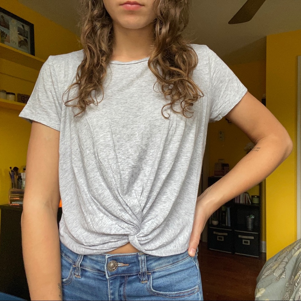 Aerie Twist Front Cropped Shirt